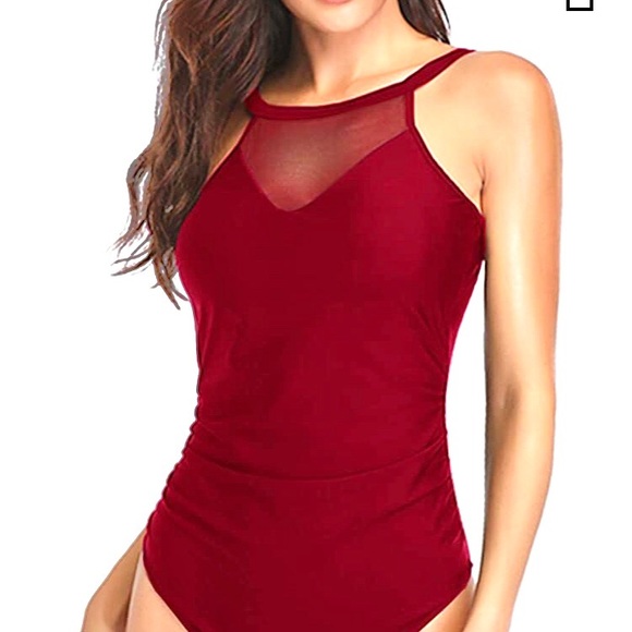 Red One Piece Bathing Suit - Picture 6 of 10